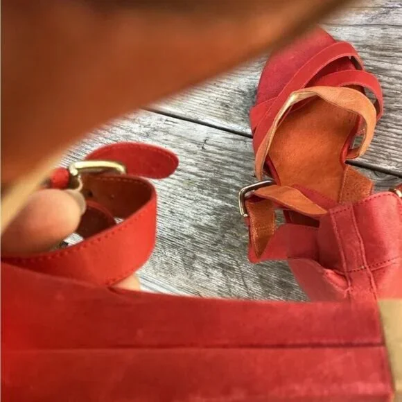 ~Stuart Weitzman NEW Sandals Excess Strappy Color Block In Red sz 8.5 leather - Picture 11 of 11